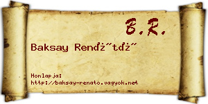 Baksay Renátó névjegykártya